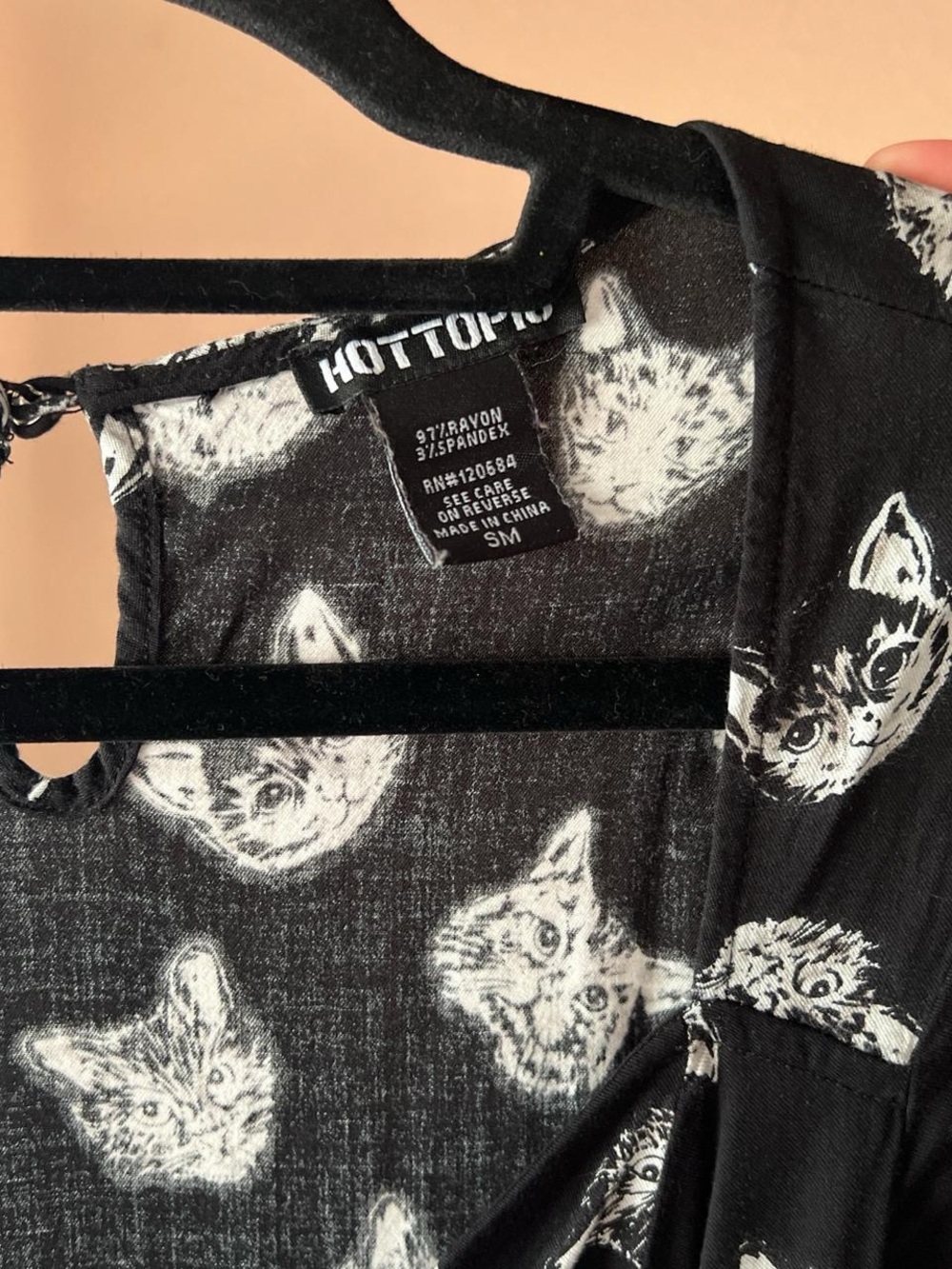 Hot Topic Black Cat Print Button-Front Dress - Picture 4 of 5